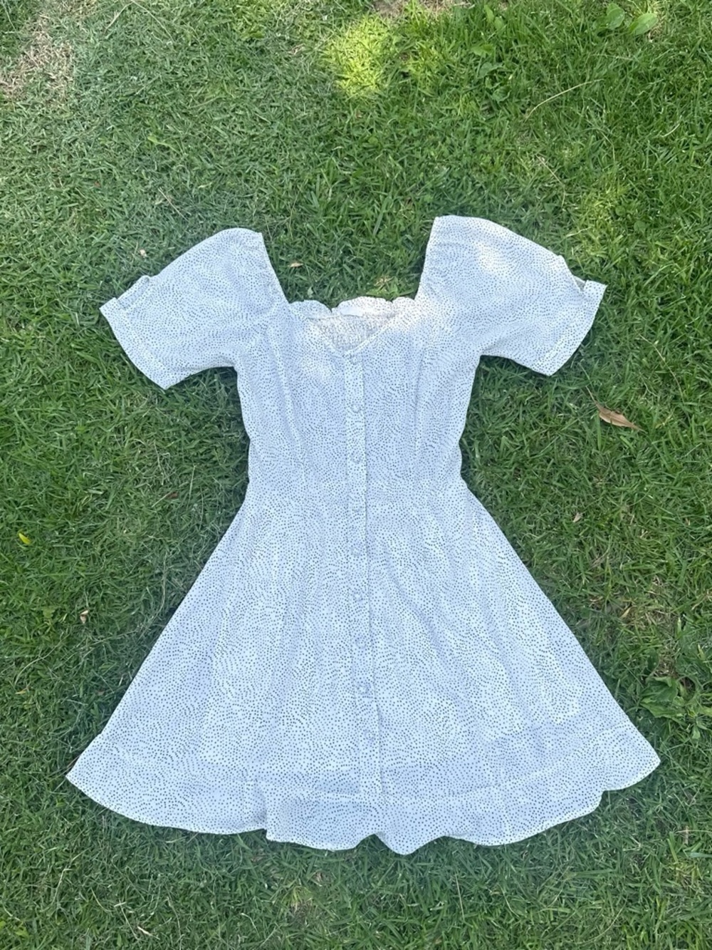 Sienna Sky White Dotted Puff Sleeve Dress